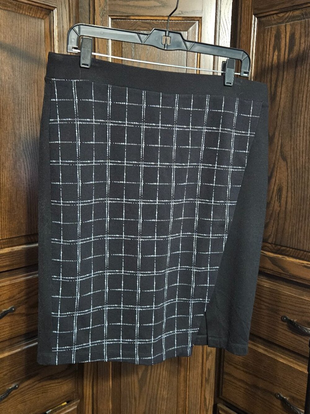 Liverpool Jeans Company Black Windowpane Plaid Pencil Skirt Size 12/31